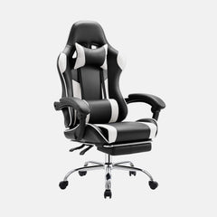 Sweetcrispy Gaming Chair with Footrest Upholstered Armrests for Home Office