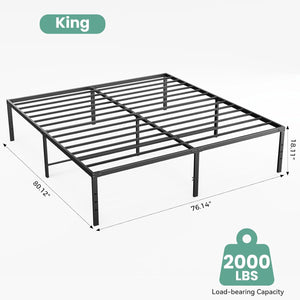 Sweetcrispy Heavy-Duty Metal Platform Bed Frame with Under-Bed Storage