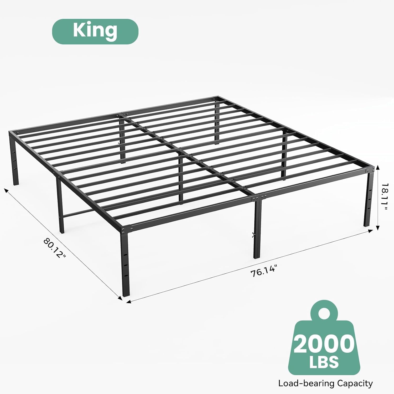 Sweetcrispy Heavy-Duty Metal Platform Bed Frame with Under-Bed Storage