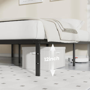 Sweetcrispy Heavy-Duty Metal Bed Frame, Platform Frame with Under-Bed Storage, No-Squeak, Easy Assembly, Includes Assembly Kit