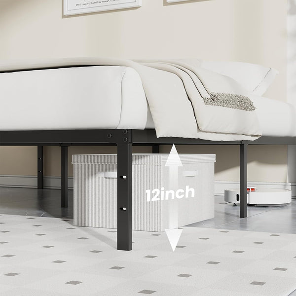 Sweetcrispy Heavy-Duty Metal Bed Frame, Platform Frame with Under-Bed Storage, No-Squeak, Easy Assembly, Includes Assembly Kit