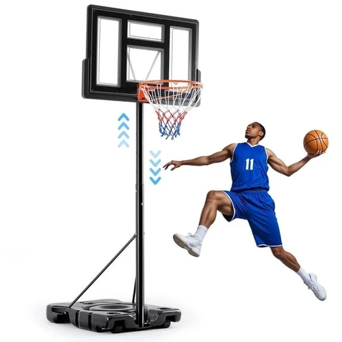 Sweetcrispy Portable Basketball Hoop, 44" Shatterproof Backboard, Adjustable Height 6.1ft-10ft, Black