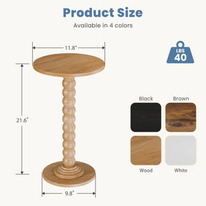 Sweetcrispy Round Side Table, Compact Wood Accent End Table with Waterproof Top for Sofa, Bedside, Corners & Small Space