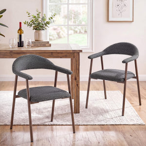 Sweetcrispy Linen-Upholstered Ergonomic Dining Chairs Set of 2