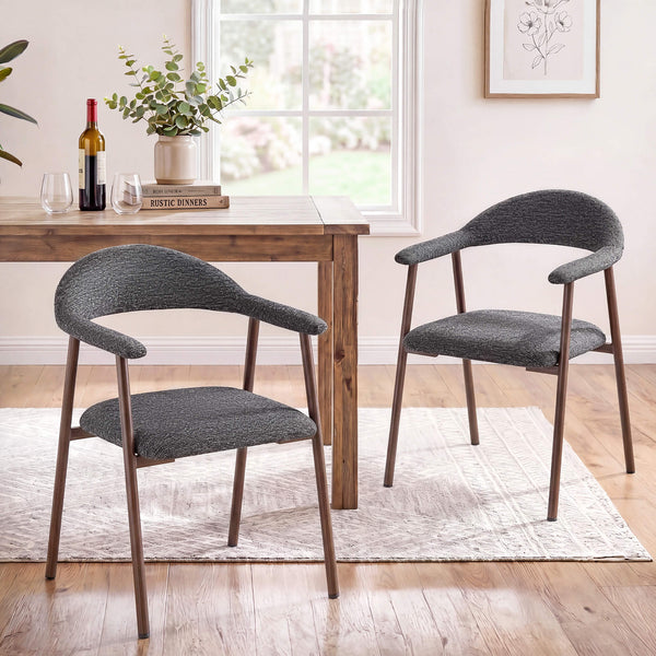 Sweetcrispy Linen-Upholstered Ergonomic Dining Chairs Set of 2