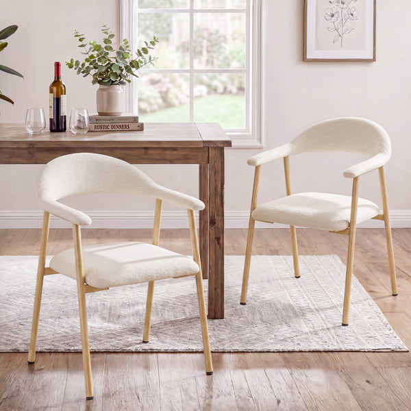 Sweetcrispy Linen-Upholstered Ergonomic Dining Chairs Set of 2