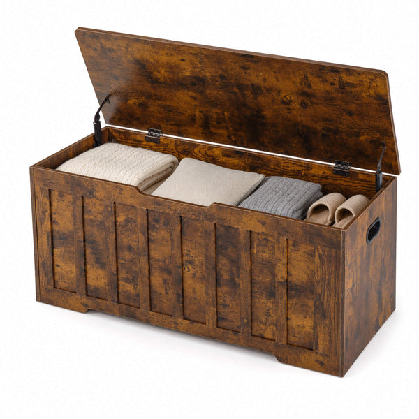 Sweetcrispy Wooden Storage Bench with Soft-Close Lid