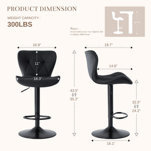 Sweetcrispy Faux Leather Diamond-Quilted Bar Stool-set of 2