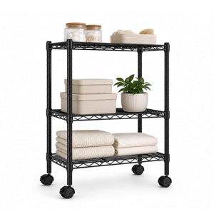 Sweetcrispy Heavy Duty Rolling Wire Storage Shelves for Kitchen/Pantry/Basement