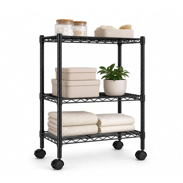 Sweetcrispy Heavy Duty Rolling Wire Storage Shelves for Kitchen/Pantry/Basement