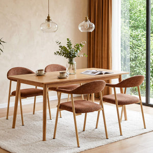 Sweetcrispy Linen-Upholstered Ergonomic Dining Chairs Set of 2