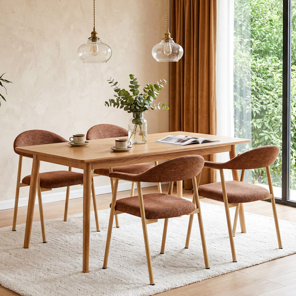 Sweetcrispy Linen-Upholstered Ergonomic Dining Chairs Set of 2