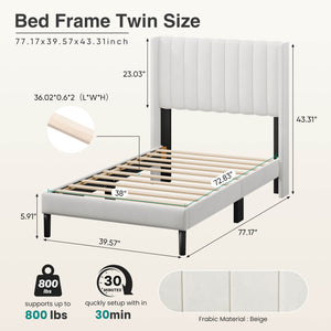 Sweetcrispy Upholstered Platform Bed Frame，Modern Accent Indoor Bedroom Furniture