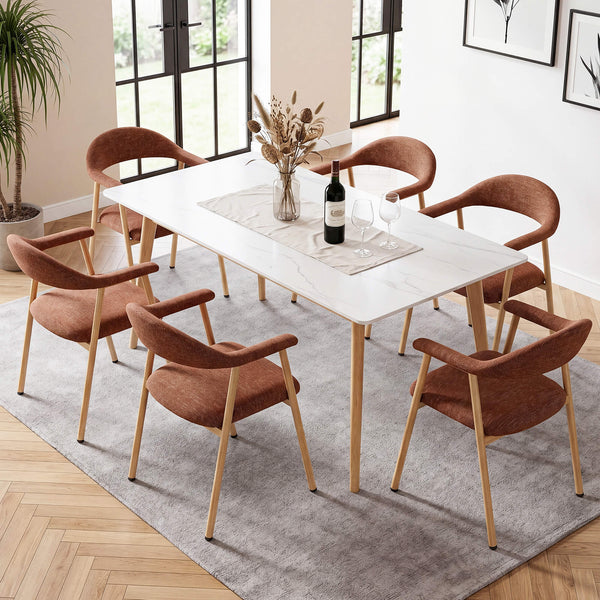 Sweetcrispy Linen-Upholstered Ergonomic Dining Chairs Set of 2