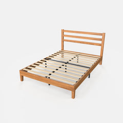 Sweetcrispy Basic Natural Solid Wood Platform Bed Frame with Headboard