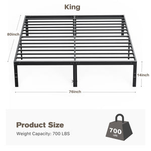 Sweetcrispy Heavy Duty Metal Bed Frame with Under-Bed Storage for Bedroom