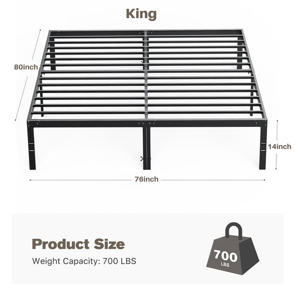 Sweetcrispy Heavy Duty Metal Bed Frame with Under-Bed Storage for Bedroom