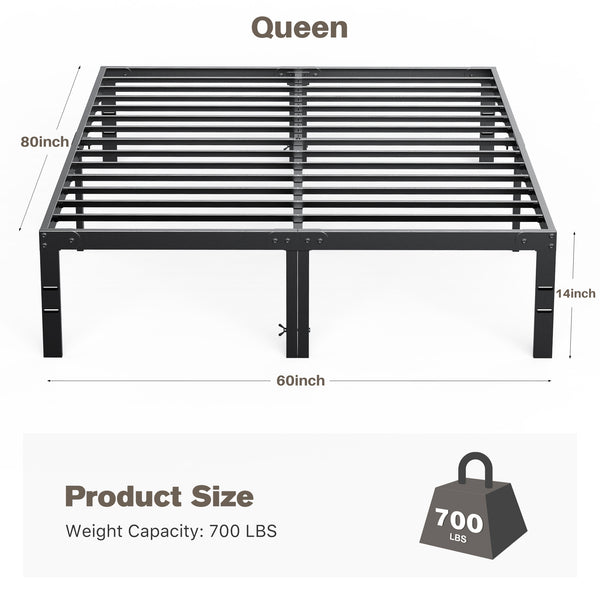 Sweetcrispy Heavy Duty Metal Bed Frame with Under-Bed Storage for Bedroom