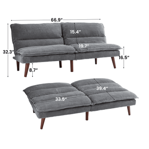 Sweetcrispy Corduroy Convertible Futon Sofa Bed for Living Room & Small Spaces