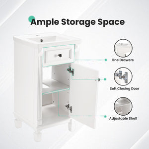 Sweetcrispy Freestanding Bathroom Vanity with Sink, 1 Door and Multiple Drawers