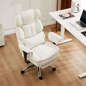 Sweetcrispy Computer Chair Leather with Leg Rest for Office