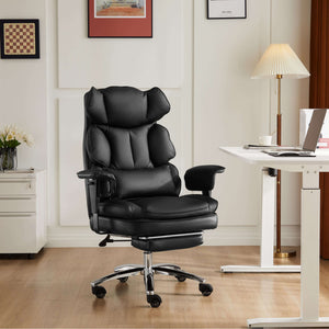 Sweetcrispy Computer Chair Leather with Leg Rest for Office