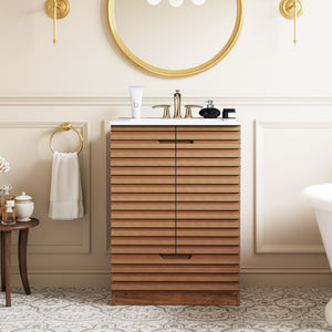 Sweetcrispy 24" Rustic Bathroom Vanity with Sink, 2 Doors and 1 Drawer