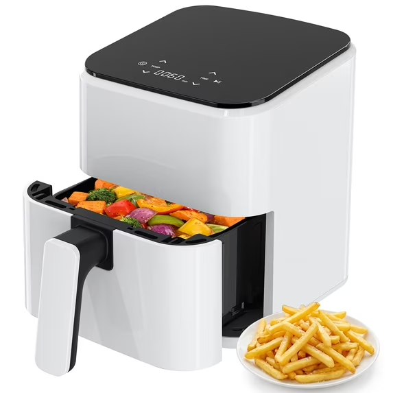 Sweetcrispy 4 Qt Compact Air Fryer, 4-in-1 Air Fry Bake Roast Reheat, Dishwasher-Safe, Black