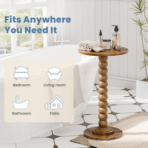 Sweetcrispy Round Side Table, Compact Wood Accent End Table with Waterproof Top for Sofa, Bedside, Corners & Small Space