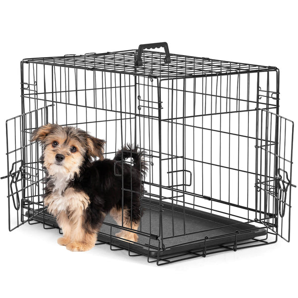 Sweetcrispy Dog Crate Double Door with Divider Foldable Indoor/Outdoor