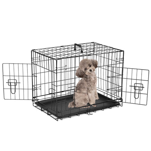 Sweetcrispy Dog Crate Double Door with Divider Foldable Indoor/Outdoor
