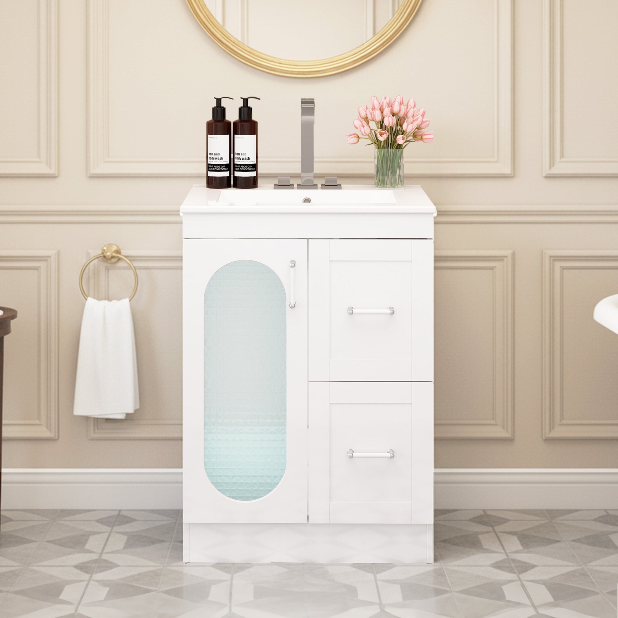 Sweetcrispy Freestanding Bathroom Vanity with Sink, 1 Door and Multiple Drawers – sweetcrispy