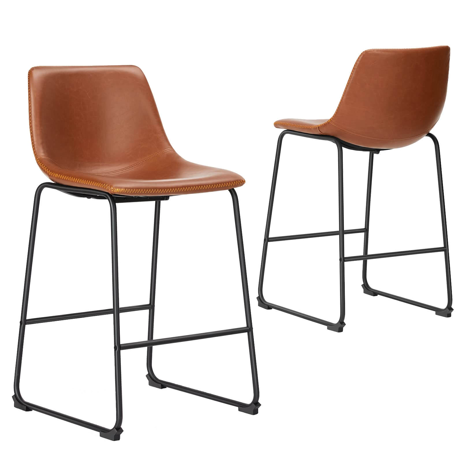 Sweetcrispy Set of 2 Barstool, Industrial Faux Leather, for Kitchen Dining Room – sweetcrispy