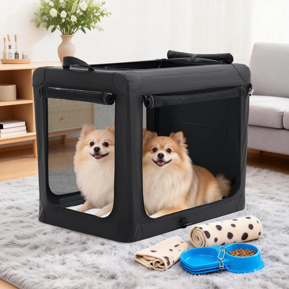 Sweetcrispy Portable Foldable Dog Crate, Soft-Sided Pet Carrier with Mesh Panels