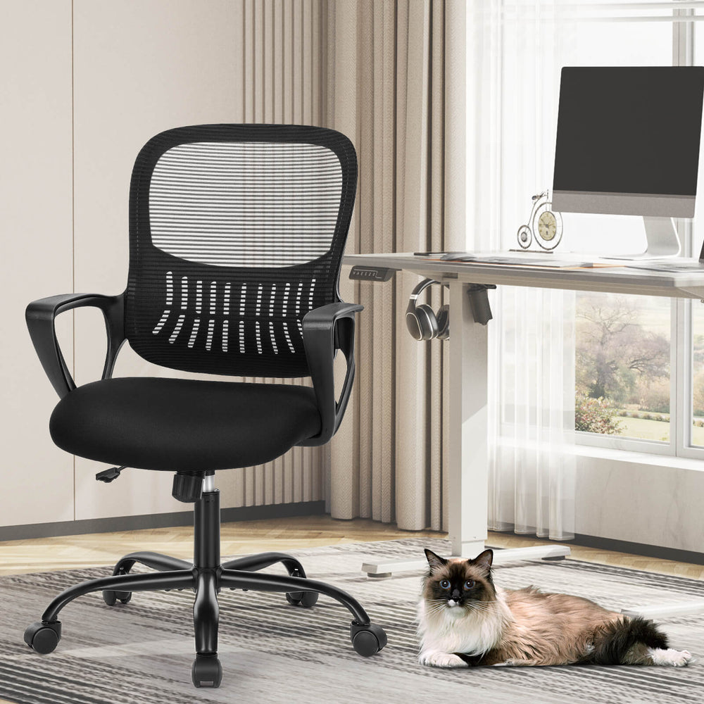 Sweetcrispy Office Chair with Lumbar Support and Armrests