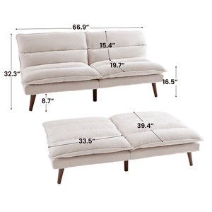 Sweetcrispy Corduroy Convertible Futon Sofa Bed for Living Room & Small Spaces