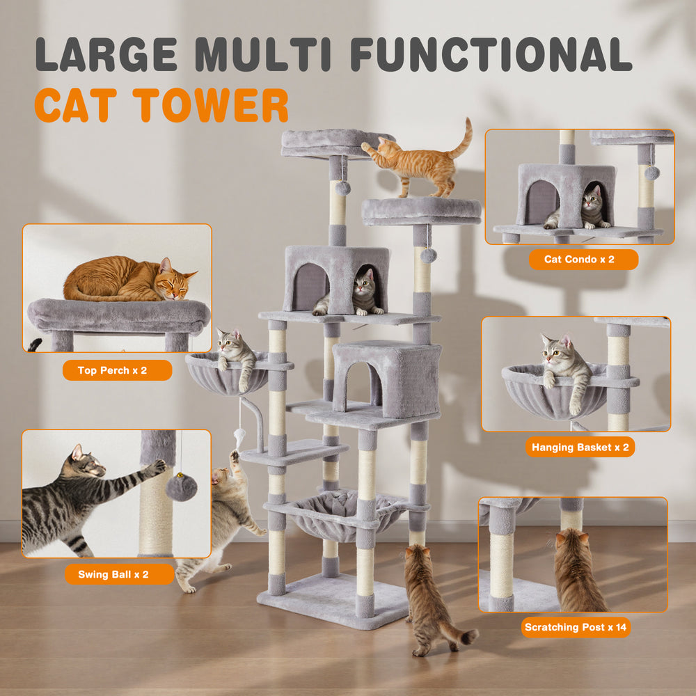 Sweetcrispy 71" Multi-Level Cat Tree, Cat Tower for Indoor Cats