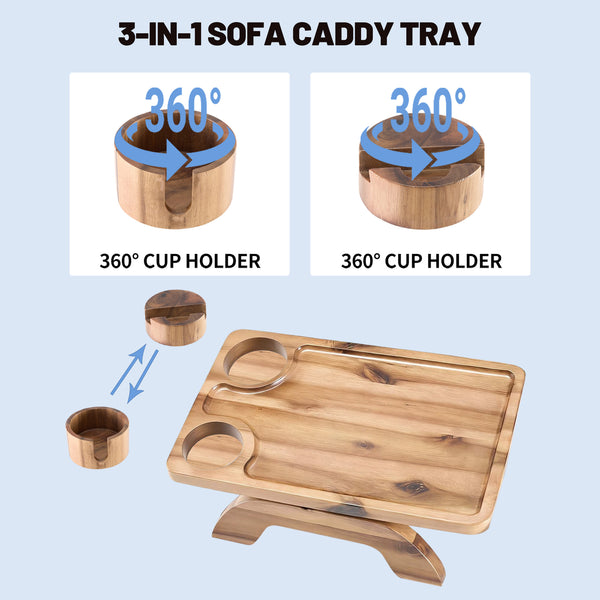 SWEETCRISPY Sofa Arm Tray - Stable Organizer for Drinks Snacks Remote, Universal Fit for Couch Armrests, Non-Slip Design, Easy Install