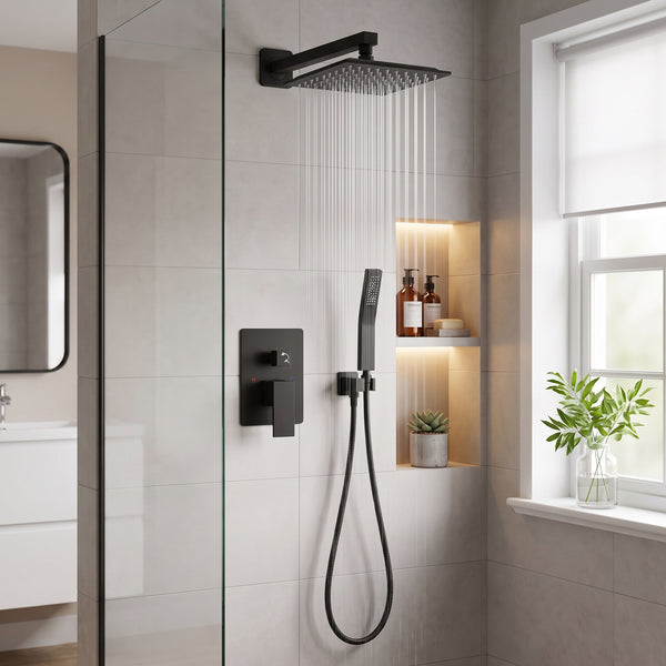 Sweetcrispy 304 Stainless Steel Wall Mount Shower Head and Handle Set, Anti-Rust, 360° Adjustable, Pressure Balanced, Temp Stable, High Flow Luxury Trim Kit‌