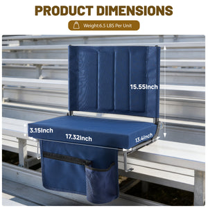 Sweetcrispy Stadium Seat with Back Support, Foldable Cushioned Portable Bleacher Chair for Sports Outdoor Events