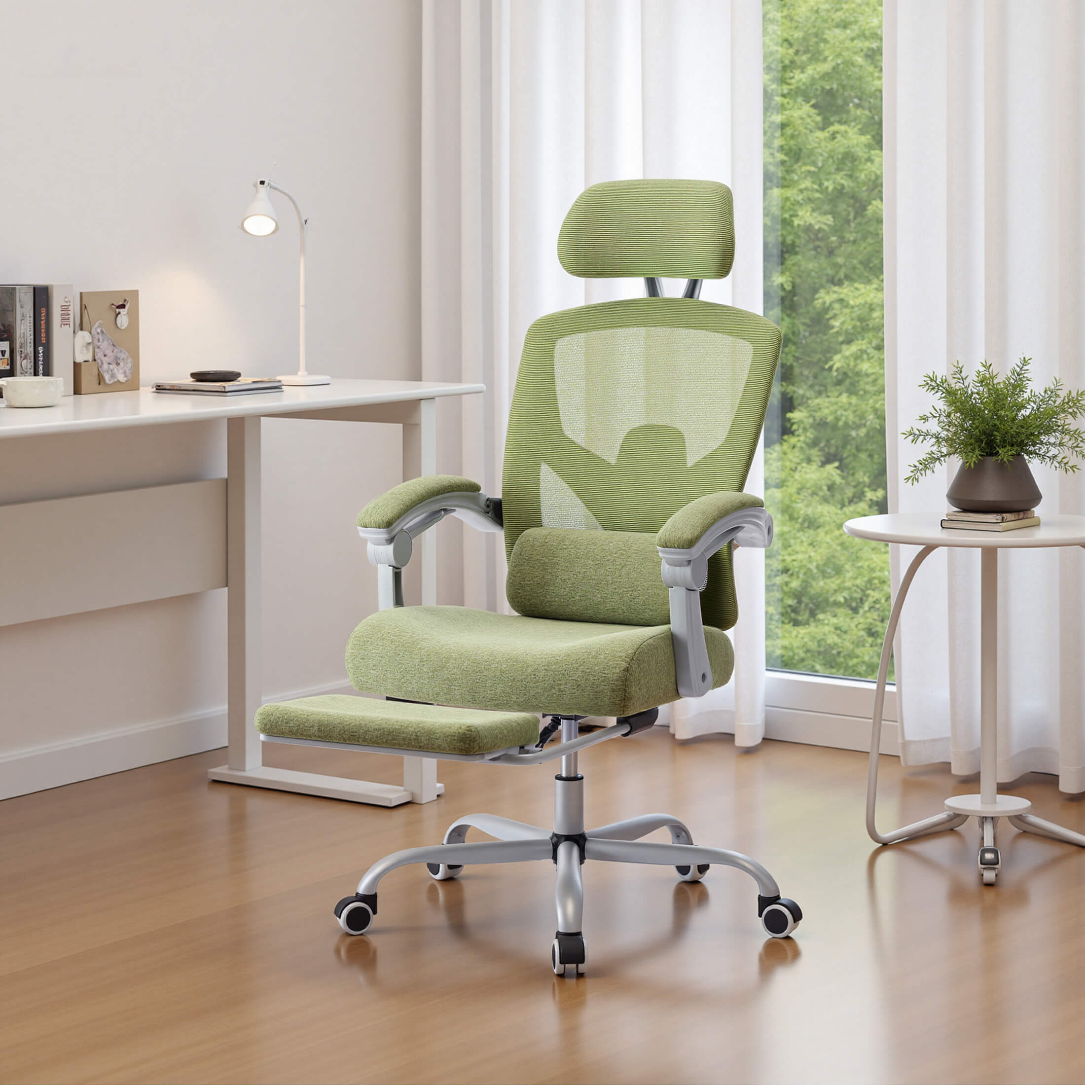 Sweetcrispy Office Chair with Lumbar Extendable Pedal