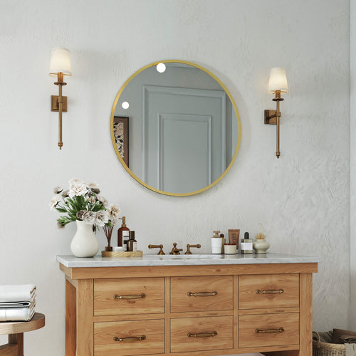 Sweetcrispy Elegant Round Wall Mirror for Home