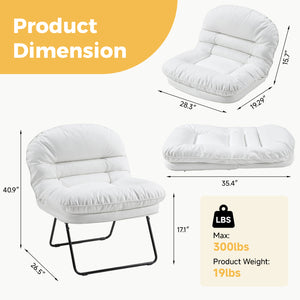 Sweetcrispy Foldable Cushioned Saucer Chair, Lounge Chair with Adjustable Back Support