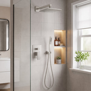 Sweetcrispy 304 Stainless Steel Wall Mount Shower Head and Handle Set, Anti-Rust, 360° Adjustable, Pressure Balanced, Temp Stable, High Flow Luxury Trim Kit‌