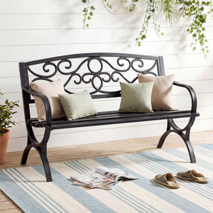 Sweetcrispy 50" Metal Patio Garden Bench for Lawn & Garden