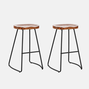 Sweetcrispy Wooden Counter Height Bar Stool with Metal Frame & Footrest