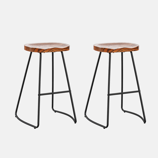 Sweetcrispy Wooden Counter Height Bar Stool with Metal Frame & Footrest