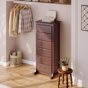 Sweetcrispy Tall 6-Drawer Wooden Dresser for Bedroom and Living Room