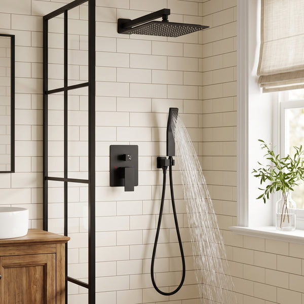 Sweetcrispy 304 Stainless Steel Wall Mount Shower Head and Handle Set, Anti-Rust, 360° Adjustable, Pressure Balanced, Temp Stable, High Flow Luxury Trim Kit‌
