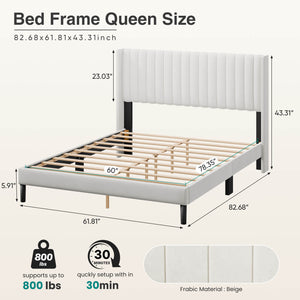 Sweetcrispy Upholstered Platform Bed Frame，Modern Accent Indoor Bedroom Furniture